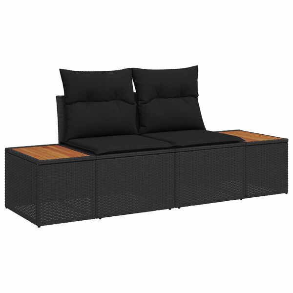 vidaXL Ensemble de canap&eacute; de jardin avec coussin 8 pcs Noir Poly rotin