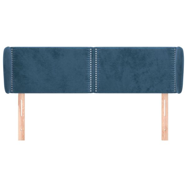 vidaXL T&ecirc;te de lit avec oreilles Bleu fonc&eacute; 147x23x78/88 cm Velours