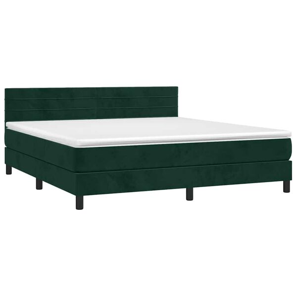 vidaXL Sommier &agrave; lattes de lit avec matelas LED Vert fonc&eacute; 180x200 cm