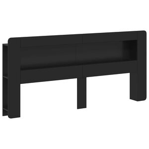 vidaXL Cabinet de T&ecirc;te de Lit avec stockage Noir Bois d&rsquo;ing&eacute;nierie