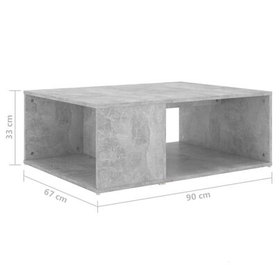 vidaXL Table basse Gris béton 90x67x33 cm Aggloméré