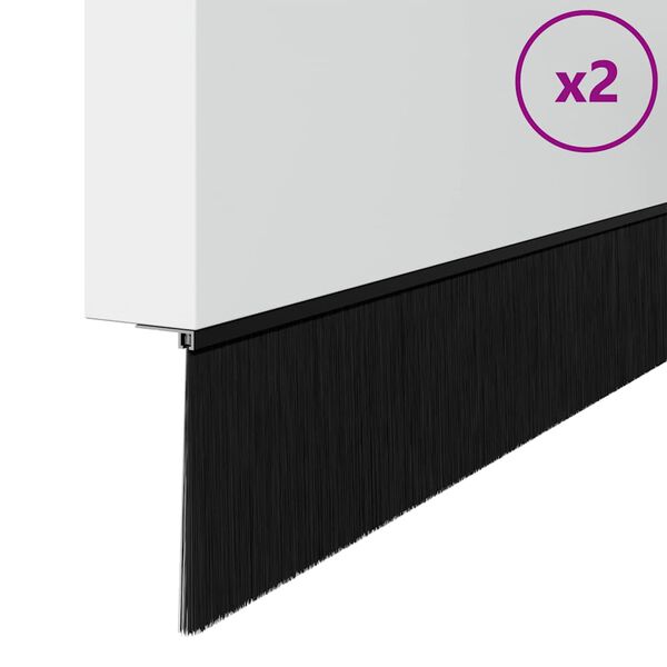vidaXL Brosses de porte adh&eacute;sives 2 pcs Noir 100 cm