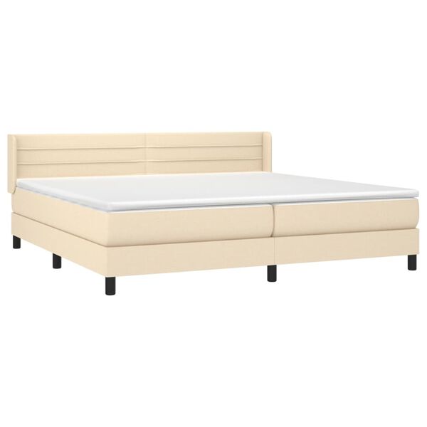 vidaXL Sommier &agrave; lattes de lit avec matelas Cr&egrave;me 200x200 cm Tissu