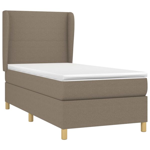 vidaXL Sommier &agrave; lattes de lit avec matelas Taupe 100x200 cm Tissu