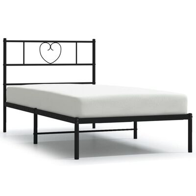 vidaXL Cadre de lit métal sans matelas avec tête de lit noir 90x190 cm