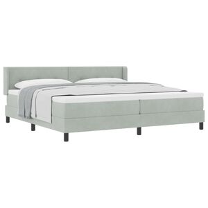 vidaXL Lit &agrave; ressorts avec matelas Gris clair 200 x 200 cm Polyester