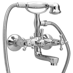 vidaXL Robinet de baignoire &agrave; 2 poign&eacute;es et d&eacute;viateur de douche Chrome
