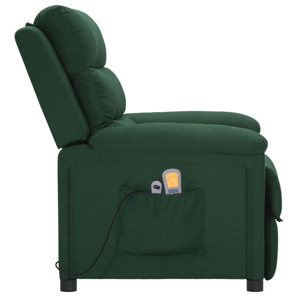 vidaXL Fauteuil de massage Vert fonc&eacute; Tissu