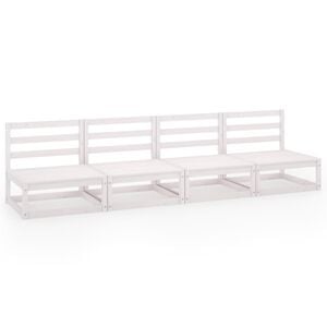 vidaXL Canap&eacute; &agrave; 4 places de jardin Blanc Bois de pin solide