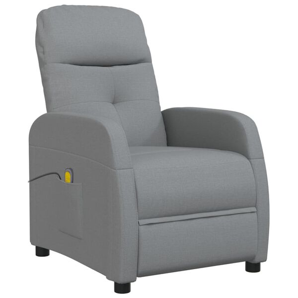 vidaXL Fauteuil de massage Gris clair Tissu