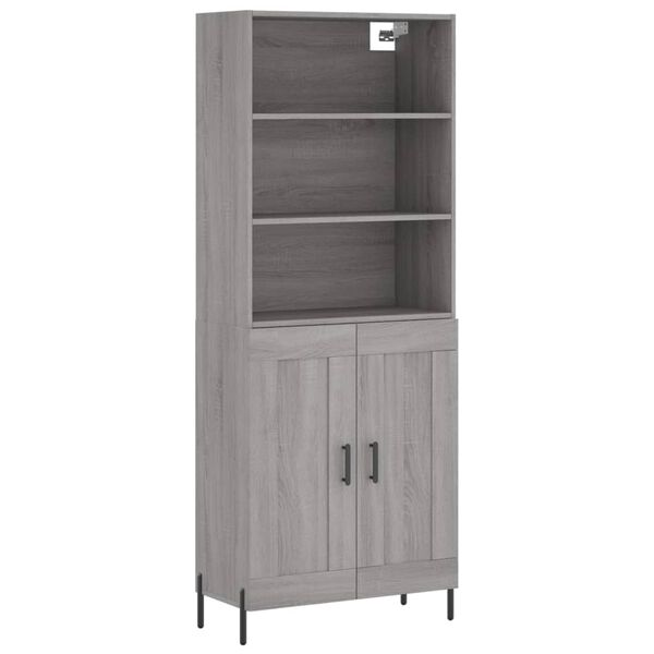 vidaXL Buffet haut Sonoma gris 69,5x34x180 cm Bois d'ing&eacute;nierie