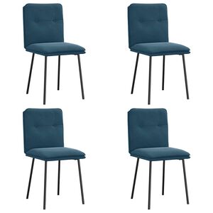 vidaXL Chaises &agrave; manger lot de 4 Bleu Velours