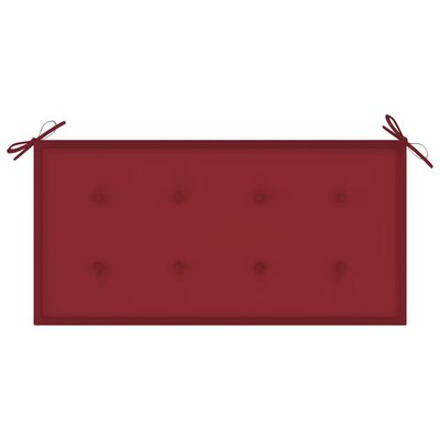 vidaXL Banc de jardin avec coussin rouge bordeaux 112 cm Teck massif
