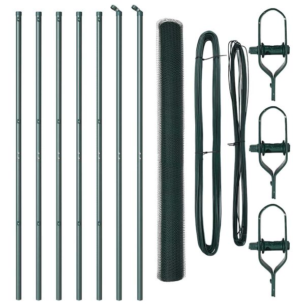 vidaXL Cl&ocirc;ture avec poteaux Vert 1.6 x 10 m Acier recouvert de PVC