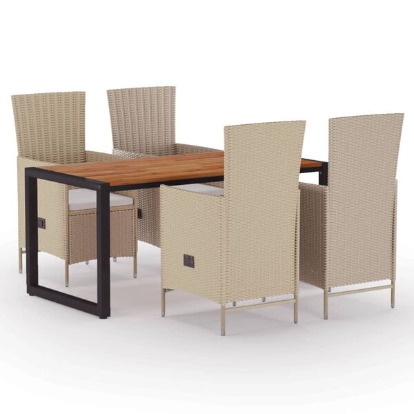 vidaXL Ensemble &agrave; manger de jardin 5 pcs Beige