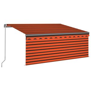 vidaXL Auvent r&eacute;tractable manuel store LED 3,5x2,5 m Orange et marron