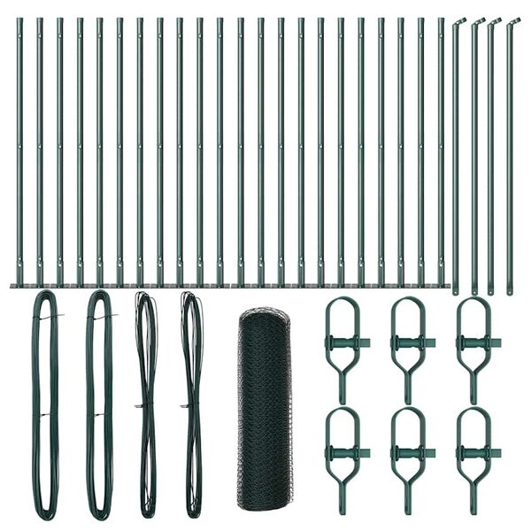 vidaXL Cl&ocirc;ture avec poteaux Vert 0.5 x 50 m Acier recouvert de PVC