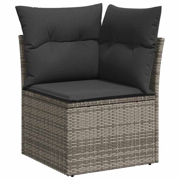 vidaXL Salon de jardin avec coussins 7 pcs gris résine tressée acacia