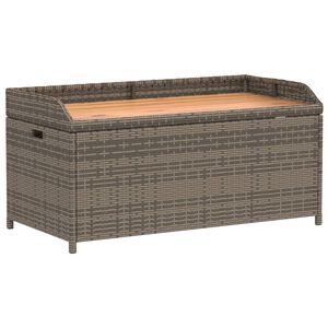 vidaXL Banc de rangement gris r&eacute;sine tress&eacute;e et bois d'acacia