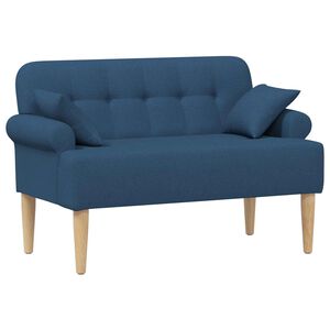 vidaXL Canap&eacute; love seat avec capitonnage en boutons Bleu Tissu