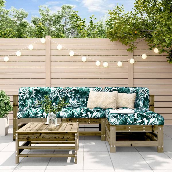 vidaXL Salon de jardin 5 pcs avec coussins bois de pin imprégné