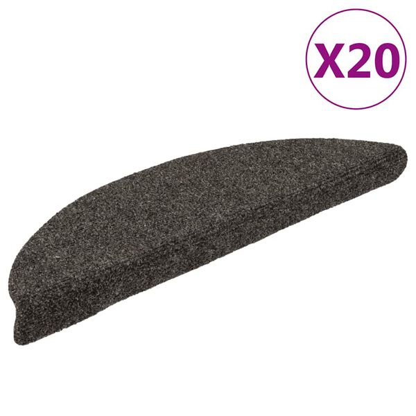 vidaXL Tapis d'escalier autocollants 20 pièces 56 x 17 x 3 cm Anthracite Demi-rond