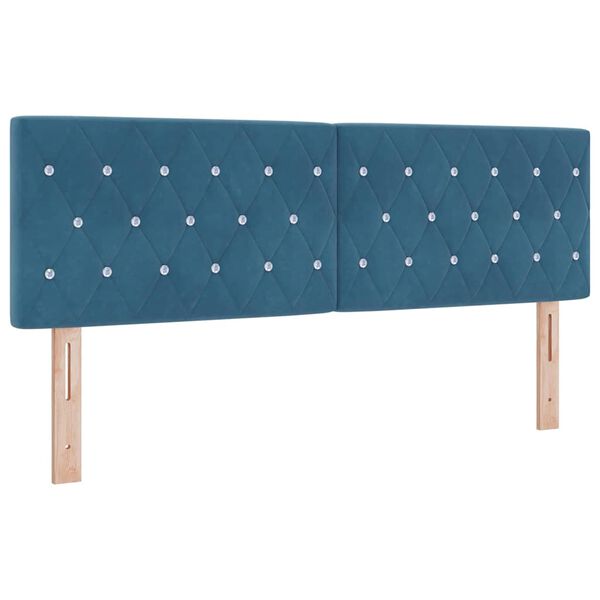 vidaXL T&ecirc;te de lit LED avec t&ecirc;te de lit Bleu fonc&eacute; 144 cm Polyester