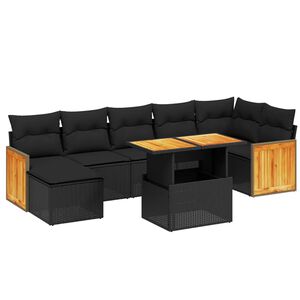 vidaXL Salon de jardin avec coussins 8 pcs beige r&eacute;sine tress&eacute;e acacia