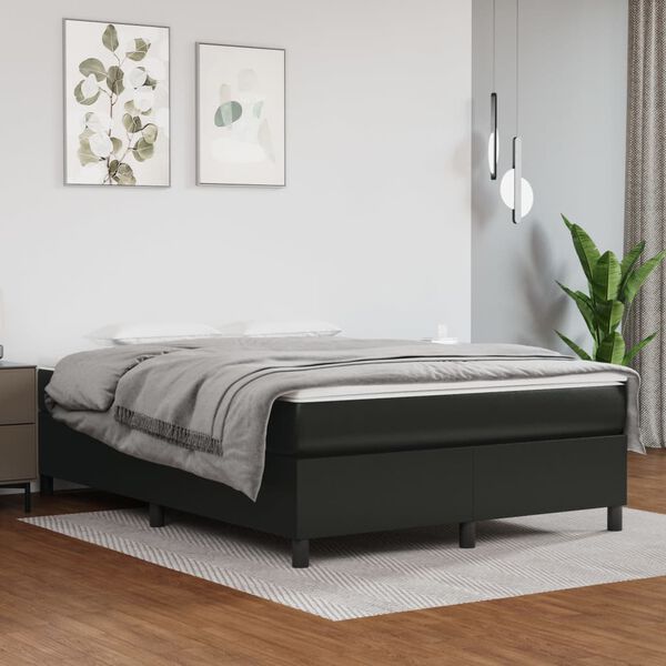 vidaXL Sommier &agrave; lattes de lit avec matelas Noir 140x190 cm Similicuir
