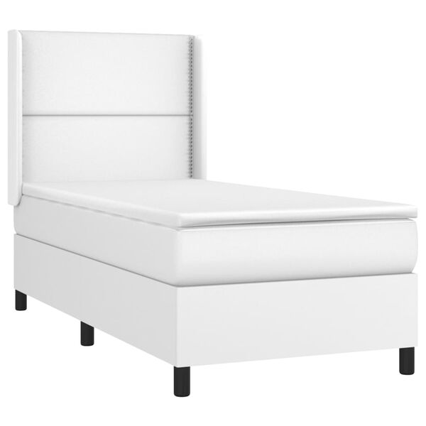 vidaXL Sommier &agrave; lattes de lit matelas LED Blanc 90x200cm Similicuir
