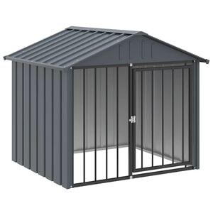 vidaXL Niche pour chien avec toit noir 117x103x102 cm acier galvanis&eacute;