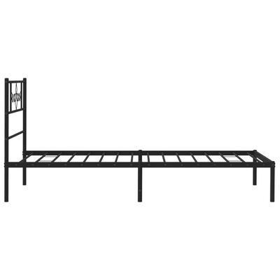 vidaXL Cadre de lit métal sans matelas avec tête de lit noir 100x190cm