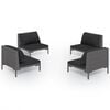 vidaXL Salon de jardin 4 pcs avec coussins R&eacute;sine tress&eacute;e Gris fonc&eacute;