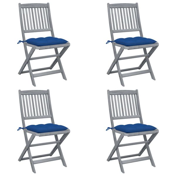 vidaXL Chaises pliables d'ext&eacute;rieur lot de 4 et coussins Bois d'acacia