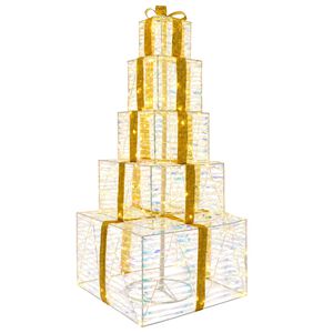 vidaXL Bo&icirc;tes cadeaux de No&euml;l empilables avec LED 250 LED Blanc chaud