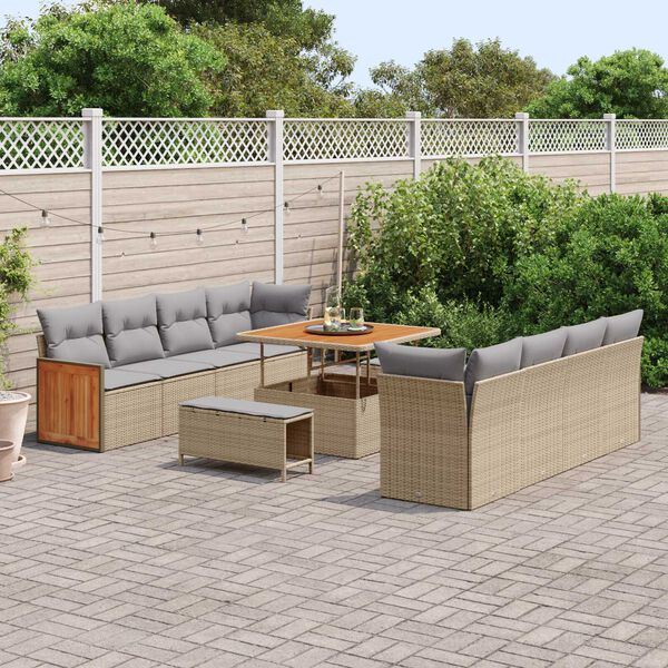 vidaXL Ensemble de canap&eacute; de jardin 12 pcs Beige et Gris clair