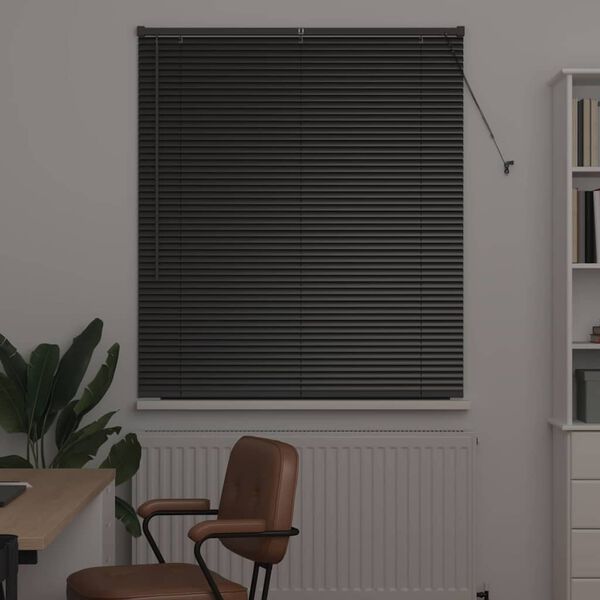 vidaXL Store de Fen&ecirc;tre avec des rideaux Noir Aluminium