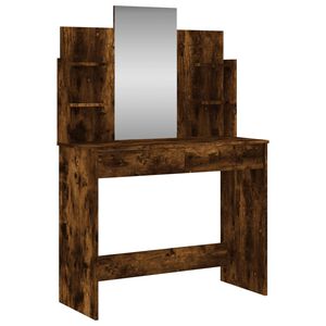 vidaXL Coiffeuse avec miroir ch&ecirc;ne fum&eacute; 96x39x142 cm