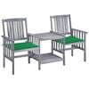 vidaXL Chaises de jardin avec table &agrave; th&eacute; et coussins Acacia solide