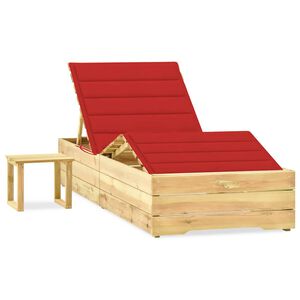 vidaXL Chaise longue de jardin avec table et coussin Pin impr&eacute;gn&eacute;
