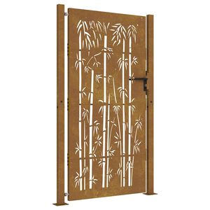 vidaXL Portail de jardin 100x200 cm en acier Corten et bambou