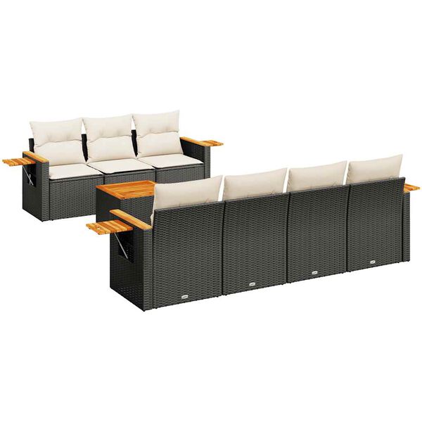 vidaXL Salon de jardin 8 pcs avec coussins noir r&eacute;sine tress&eacute;e