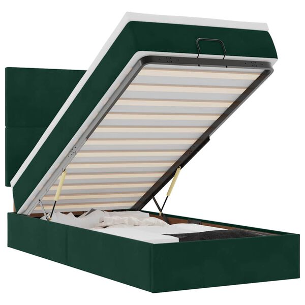 vidaXL Cadre de lit ottoman avec matelas vert fonc&eacute; 90x190 cm velours