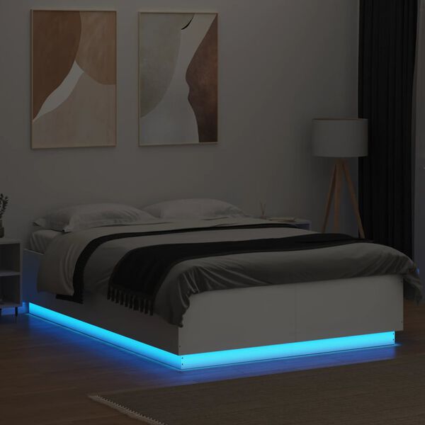 vidaXL Cadre de lit avec LED sans matelas blanc 120x200 cm
