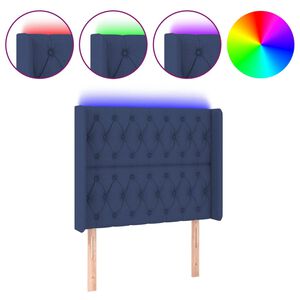 vidaXL T&ecirc;te de lit &agrave; LED Bleu 103x16x118/128 cm Tissu