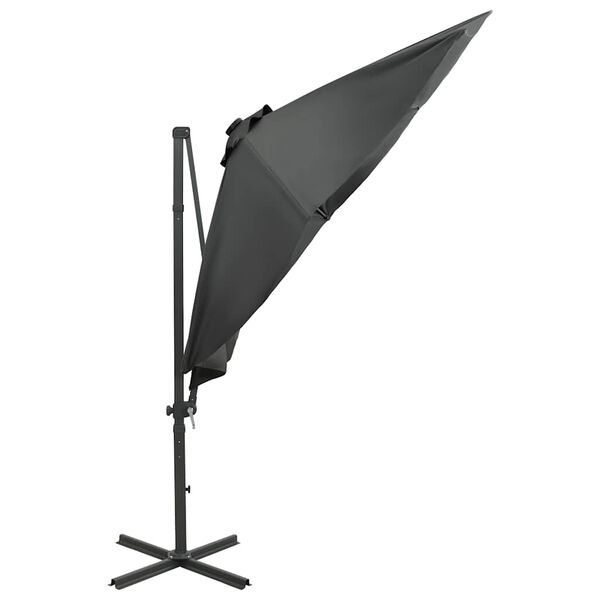 vidaXL Parasol de jardin en porte-à-faux avec mât et lumières LED