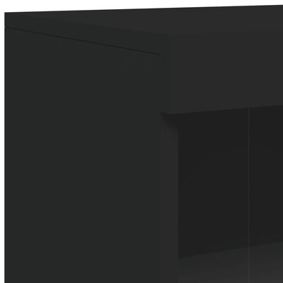 vidaXL Armoire latérale avec lumières LED noir bois d'ingénierie