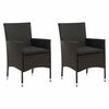 vidaXL Chaises de jardin lot de 2 avec coussins R&eacute;sine tress&eacute;e Noir