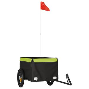 vidaXL Remorque de v&eacute;lo noir et vert 30 kg fer