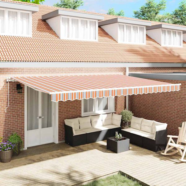 vidaXL Auvent Rétractable Multicolore 500 × 300 cm Tissu et Métal